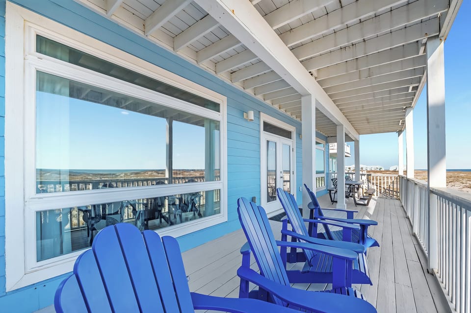 Our main deck is large and furnished with table and chairs.