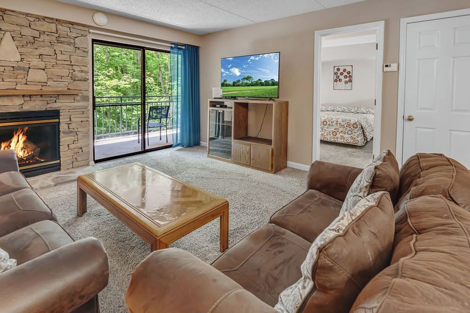 Cozy living area with gas fire for chilly easons.
