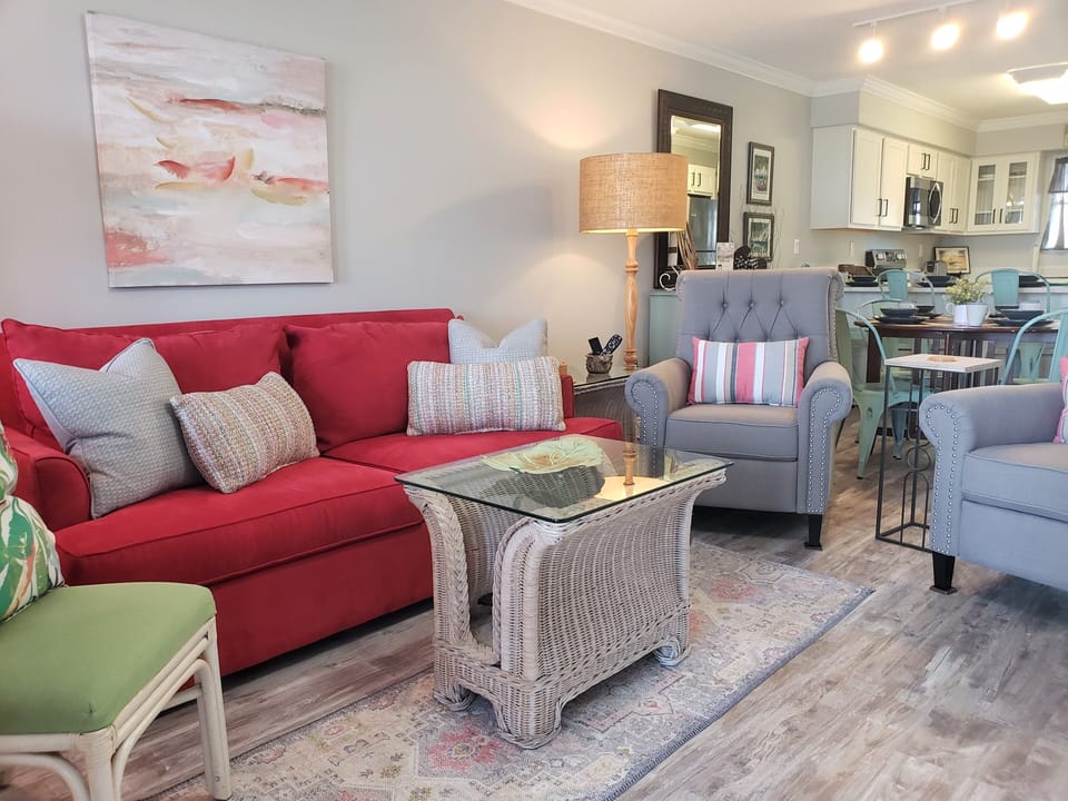 living room with queen sleeper