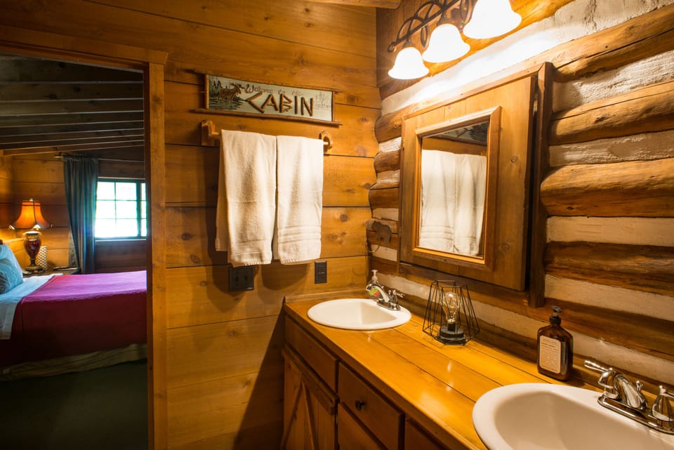 Both bedrooms share this bathroom. 2 sinks, shower