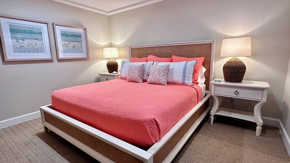 The guest bedroom has a King bed and Smart TV.