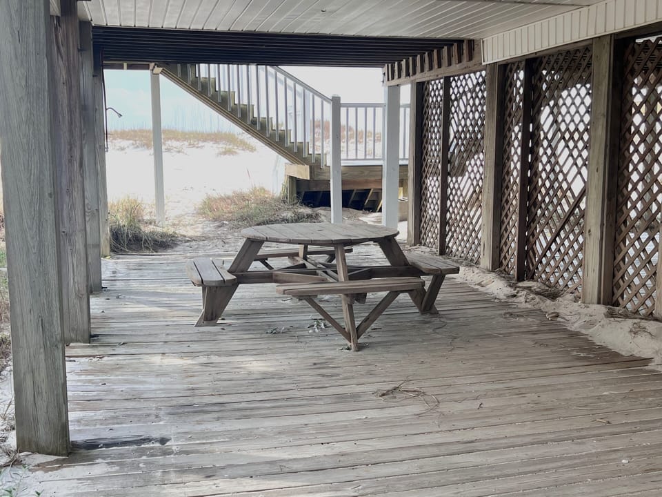 Bonhomme Richard East Covered Picnic Table + Outdoor Shower