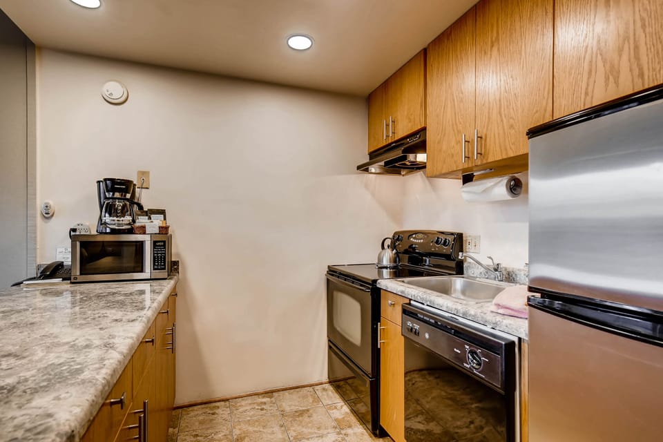 The efficient kitchen has all the appliances you need.