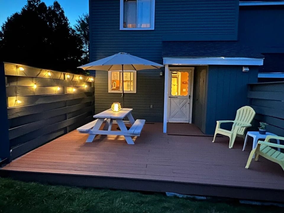 Relaxing nighttime deck