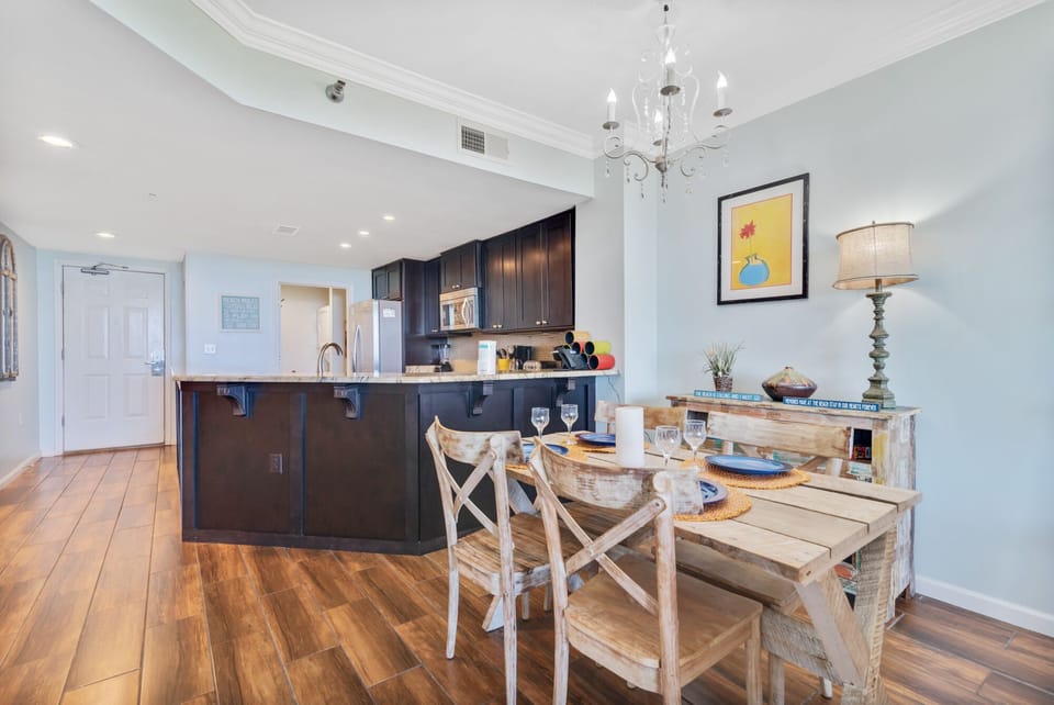 The natural textures and soft light create a serene atmosphere perfect for enjoying meals with a view.