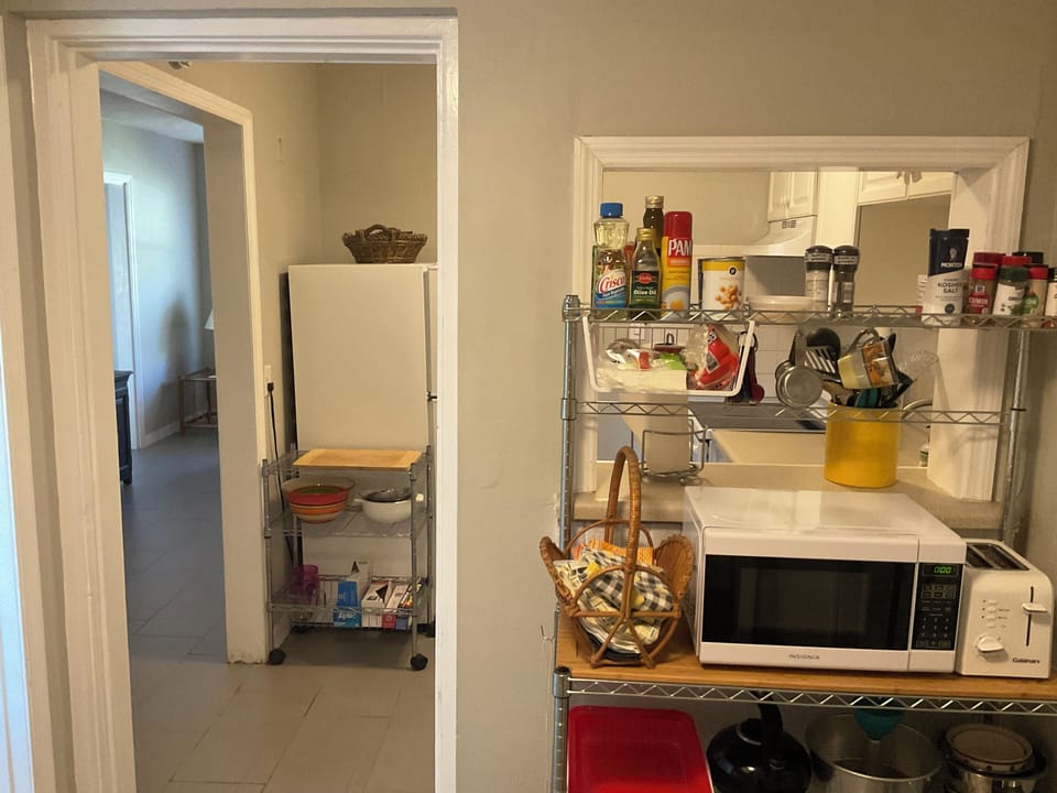 Microwave, toaster,  storage