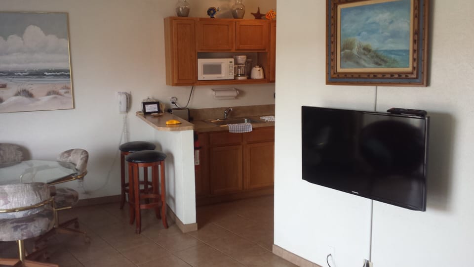 42' HD Smart TV; cable; DVD player