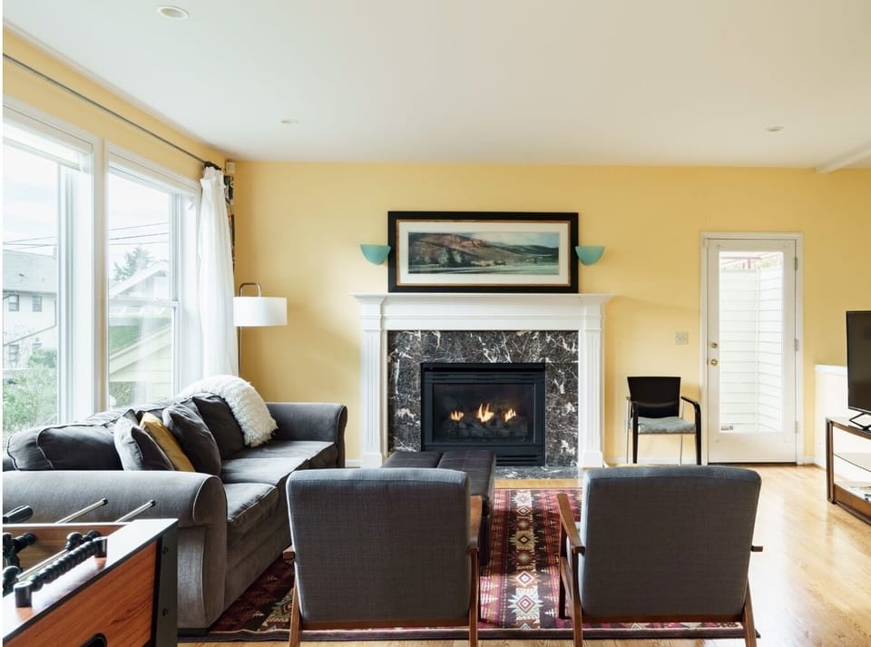 Living room seats large groups. Enjoy a game or a show on the smart TV. 