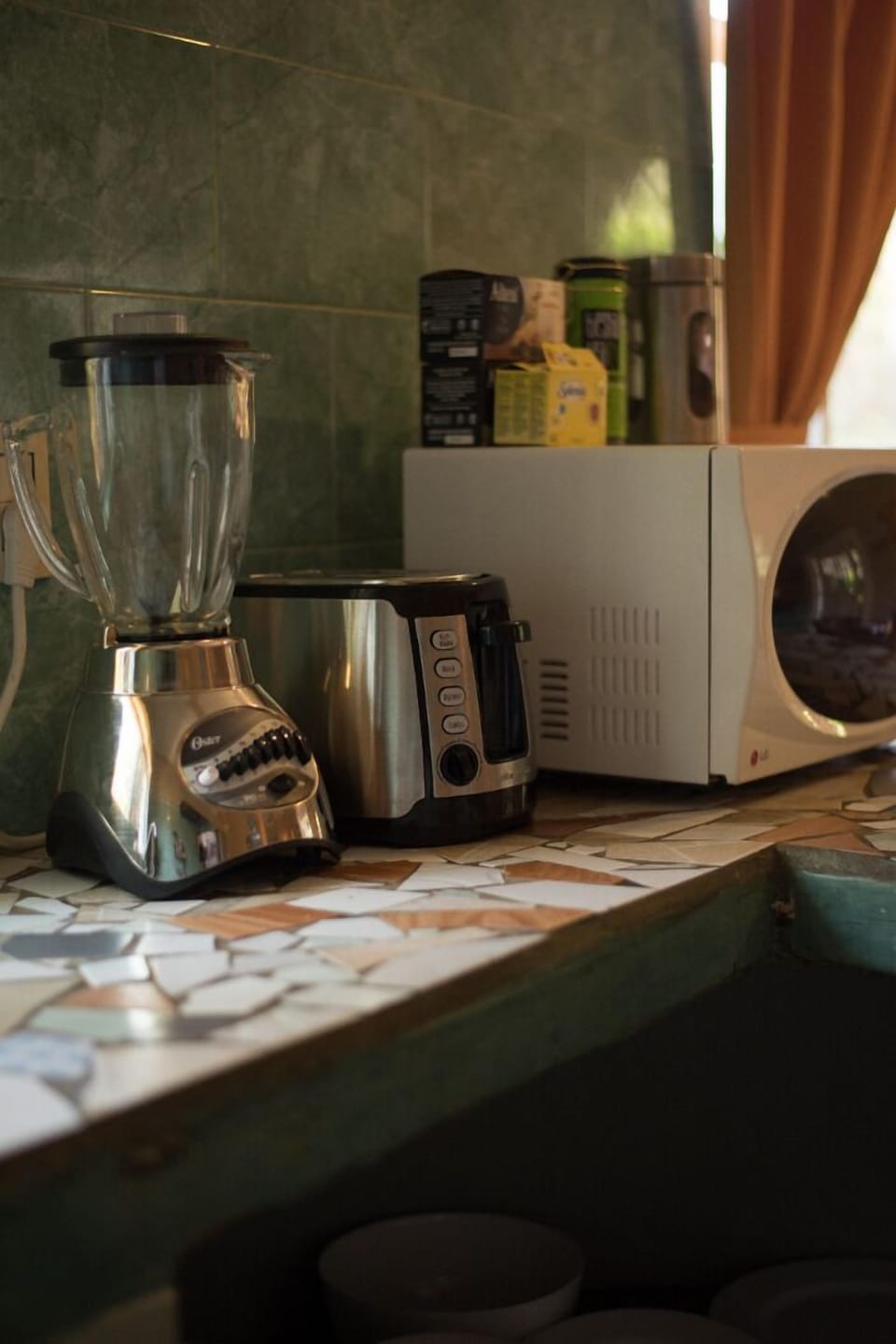 Blender, Toaster, and Microwave