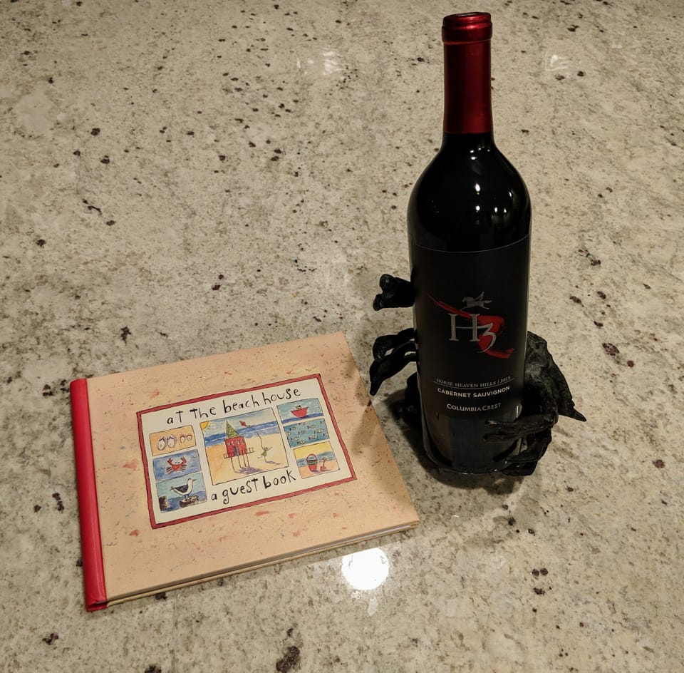 Complimentary wine for our valued guests. Don't forget to sign the guest book!