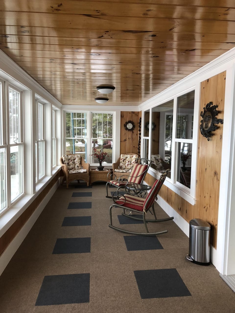 Newly renovated porch with view to lake