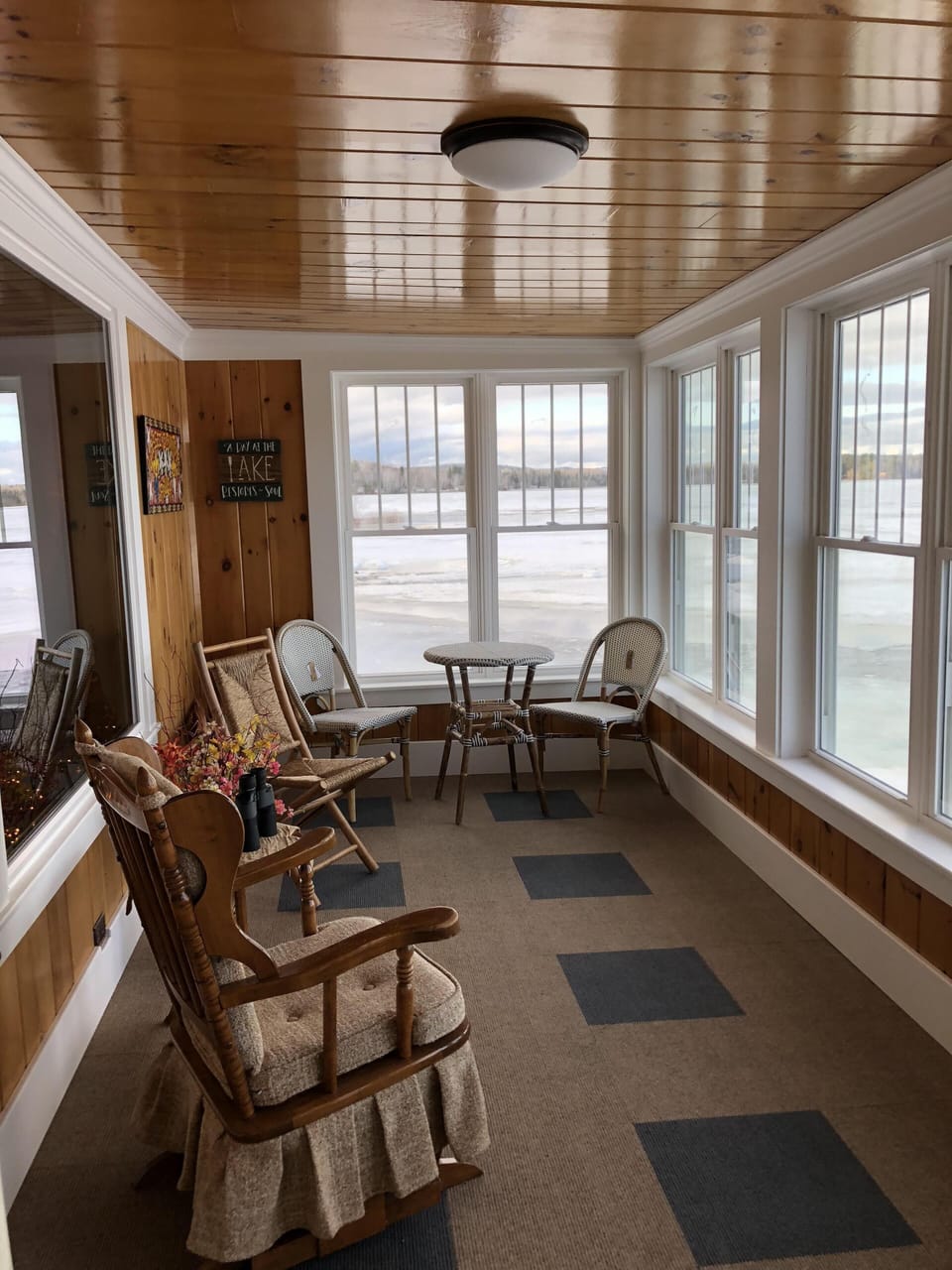 Renovated porch with view to lake