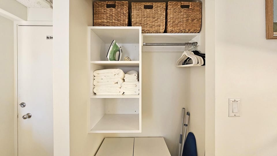 Organized laundry nook with ample storage baskets