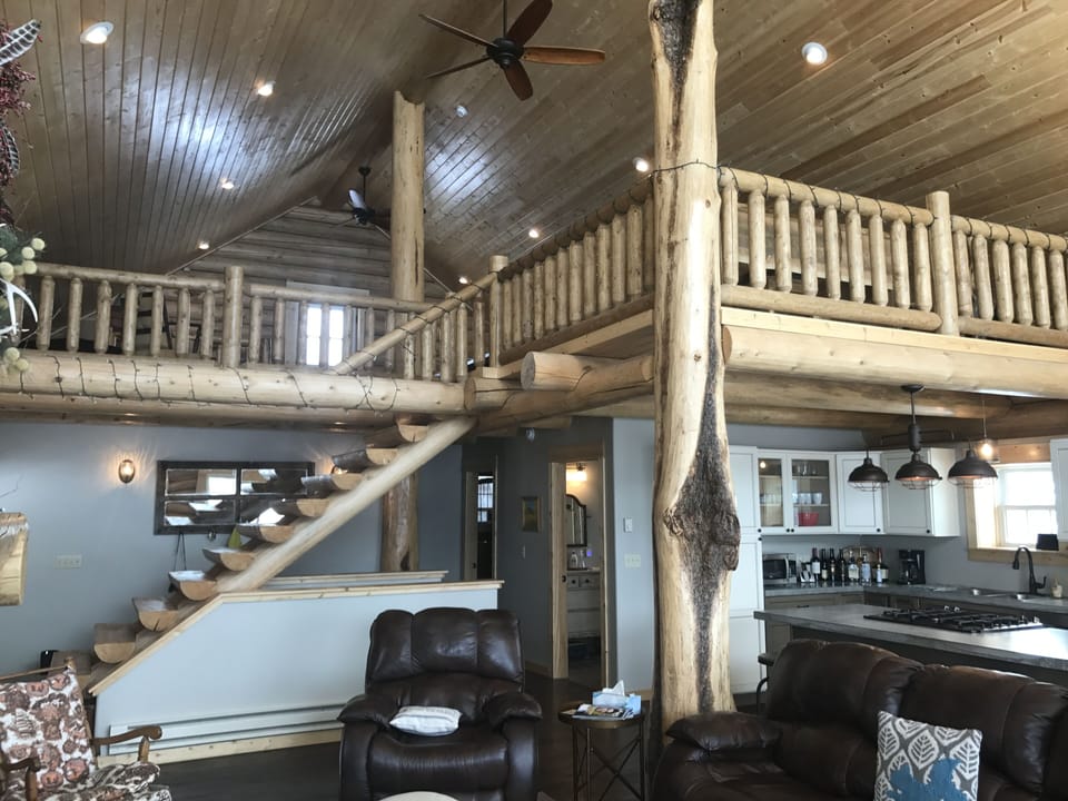 view of loft & kitchen