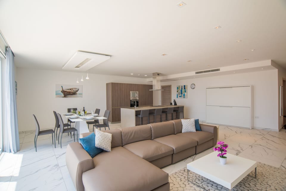 Kitchen, Living and Dining Area