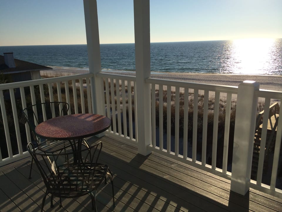 'Sunflower' private deck with gulf/beach view at sunset