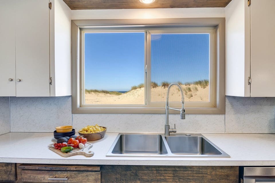 Views of the ocean while washing dishes.