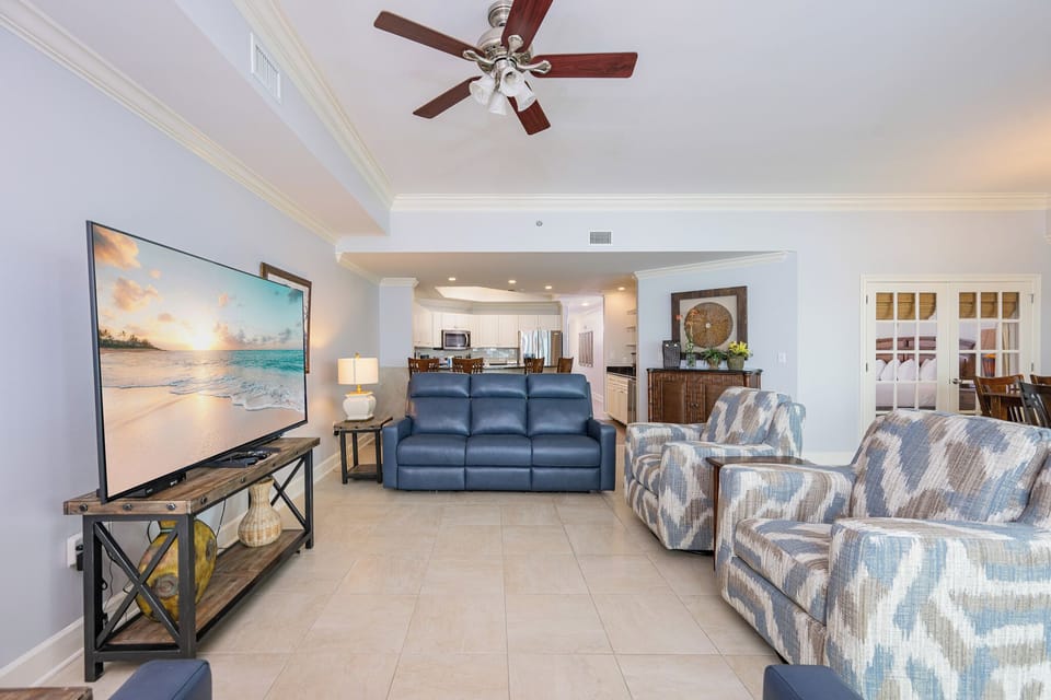 Relax on the plush seating, streaming your favorite shows while enjoying conversation with loved ones in this inviting area