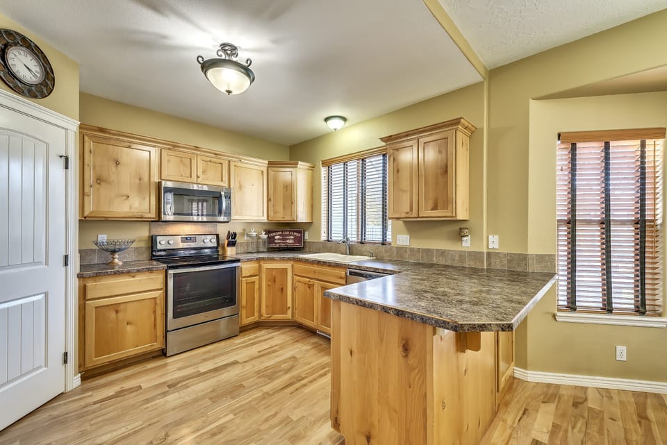 Our fully stocked kitchen includes everything you'll need to prepare your meals.