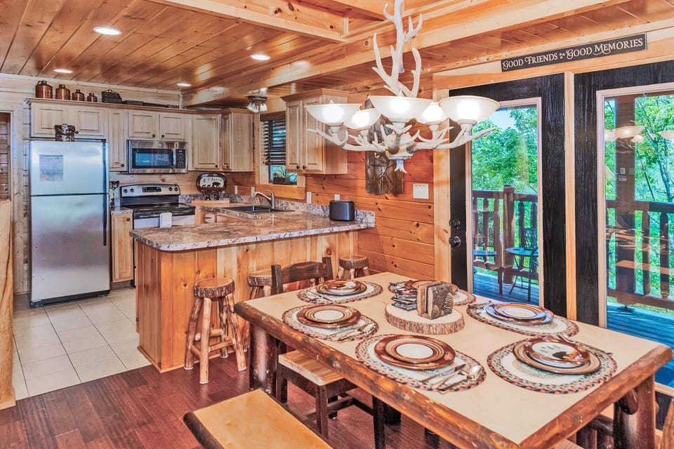Dine in style! This gorgeous setup is waiting for your next gathering.