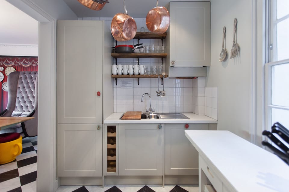 Main Kitchen with huge fridge & dishwasher