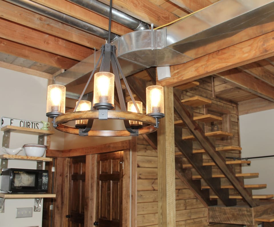 Rustic in design with a combination of repurposed and modern materials