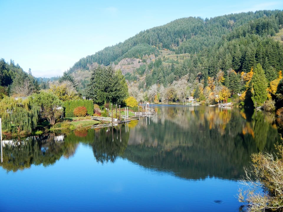 The beautiful view from the Mapleton bridge.