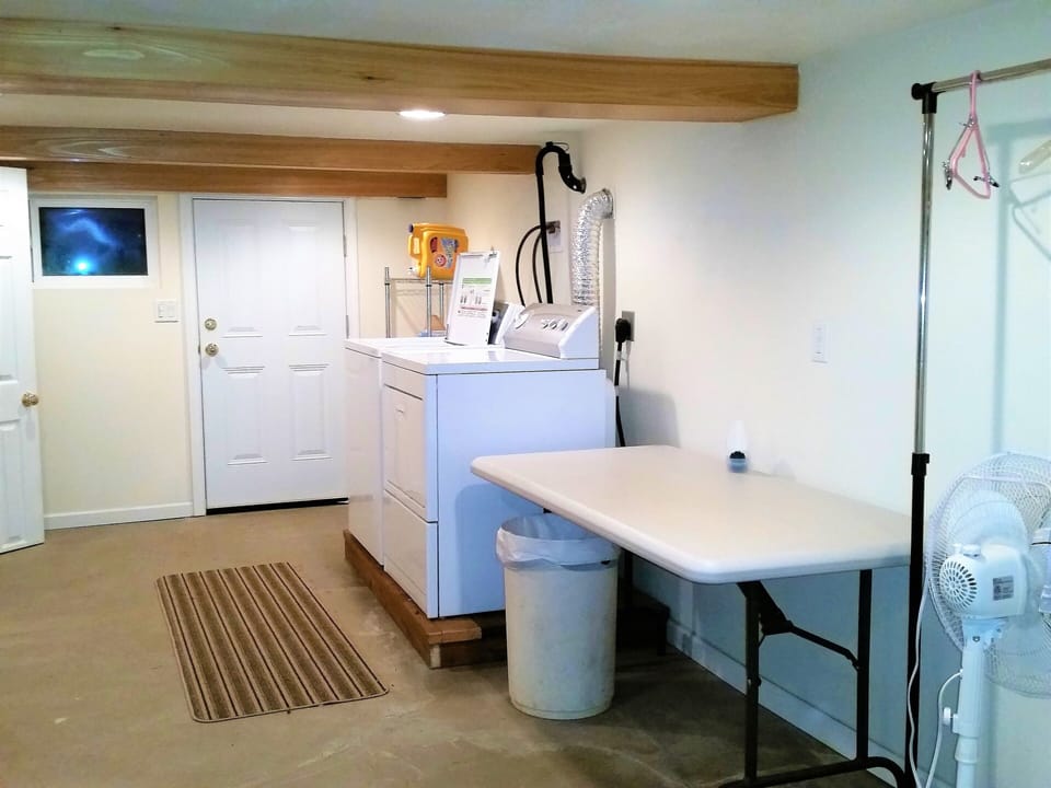 Basement laundry area.