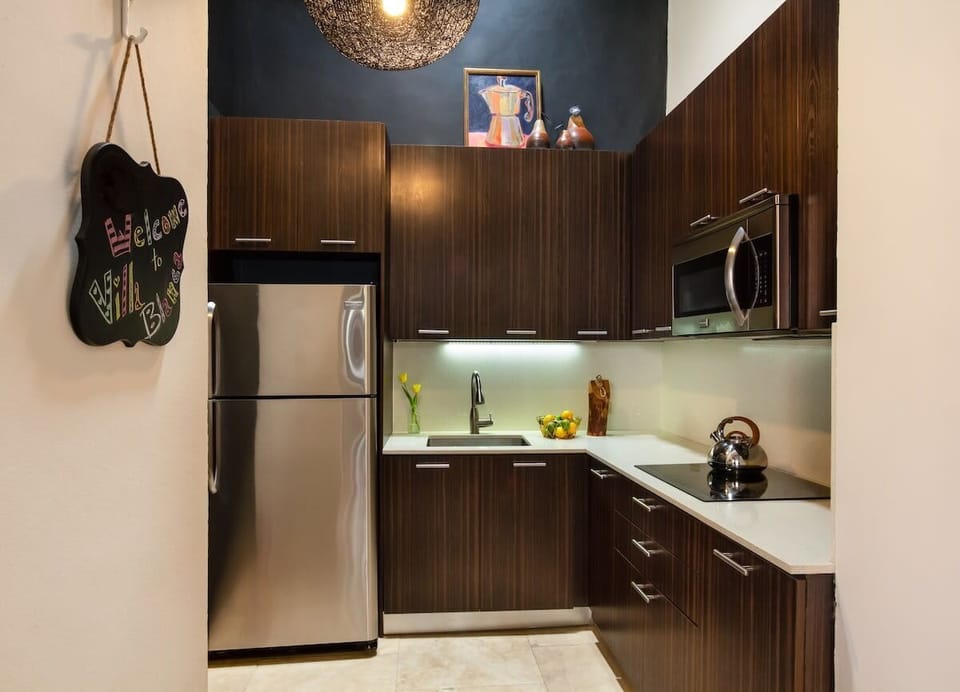 Kitchen with new cabinets and quartz countertops