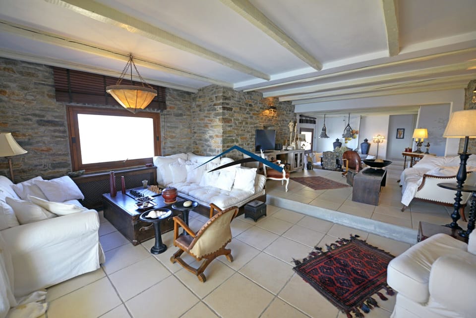 The large living room and dining area