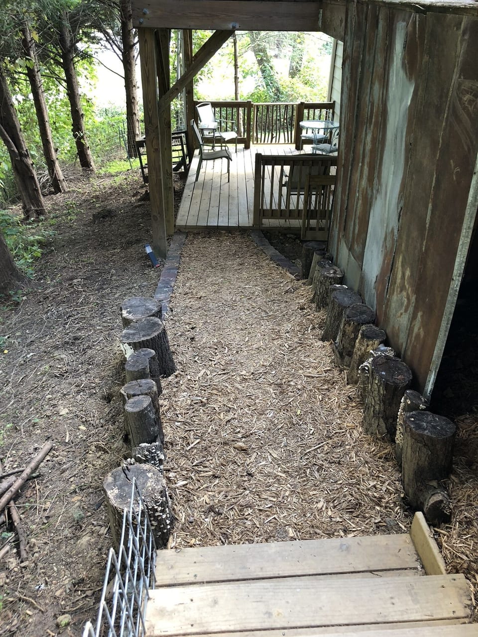 Slight slope down to get to the unit
