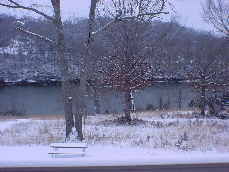 Winter lake view from deck
