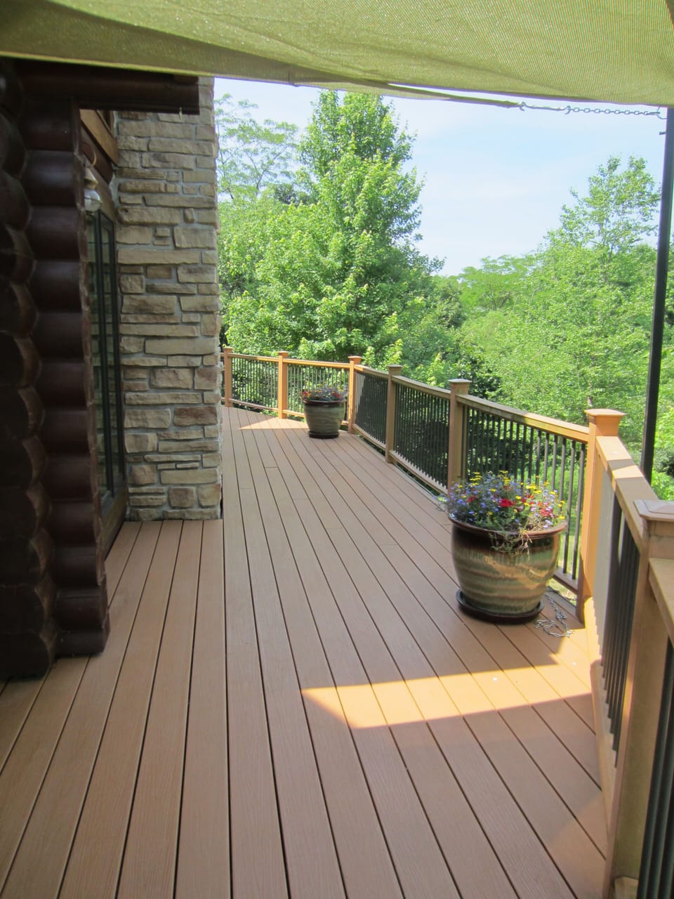 Beautiful deck overlooking the yard and pond.