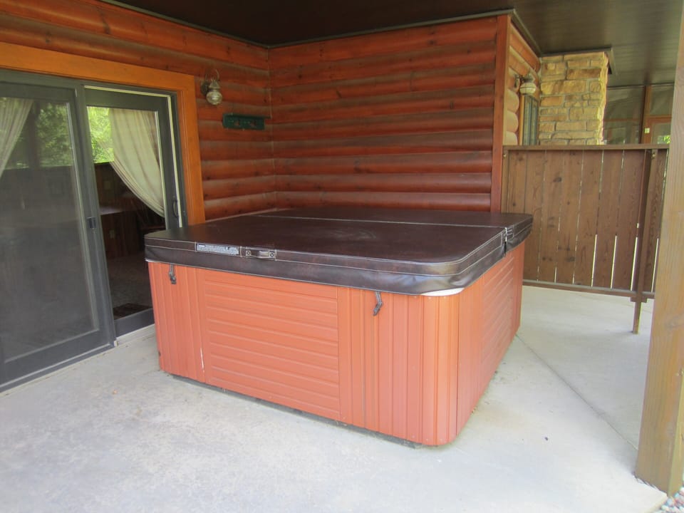 8 person hot tub on the lower level.