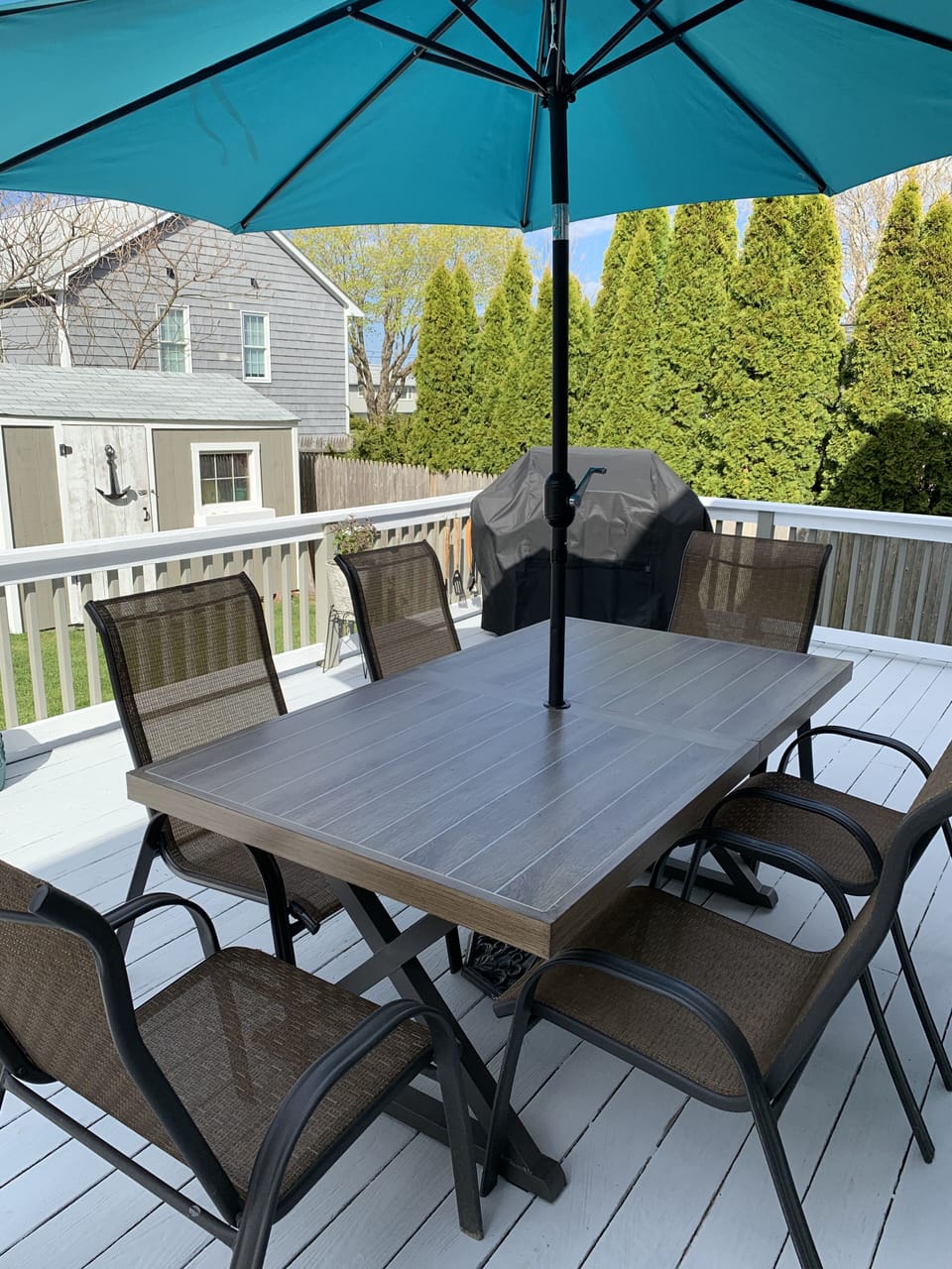 Outdoor dining with large grill