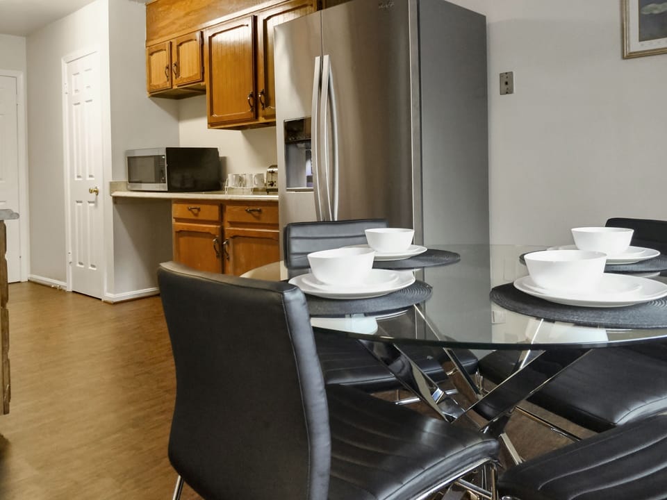 A breakfast table for four in the kitchen