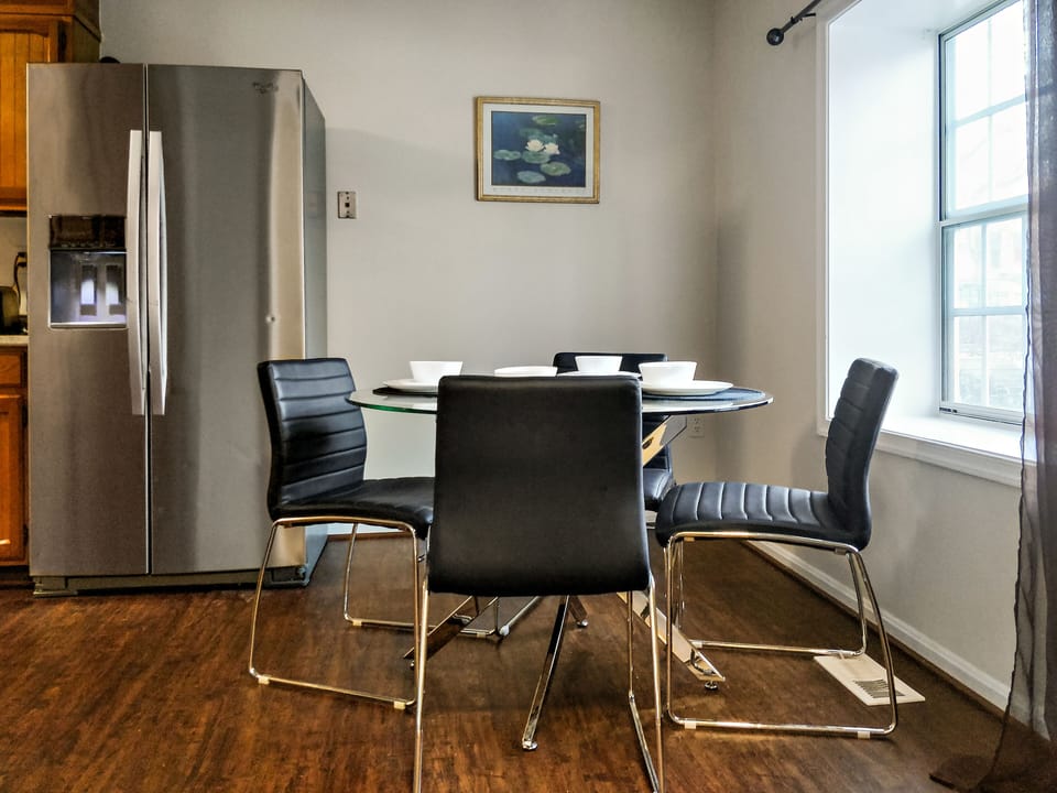 A breakfast table for four