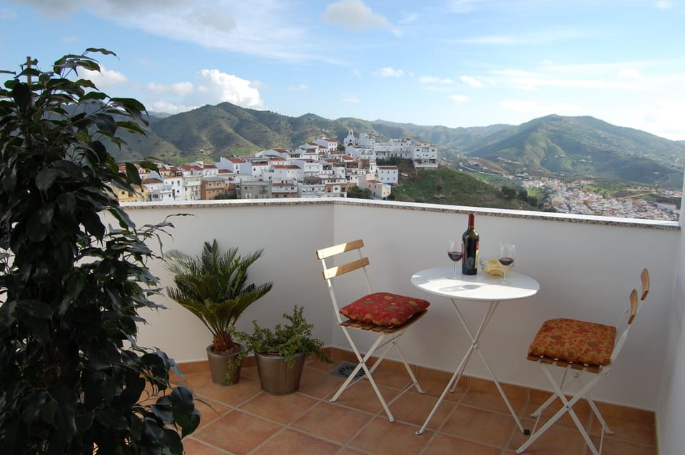 The back terrace overlooking the town and countryside.
