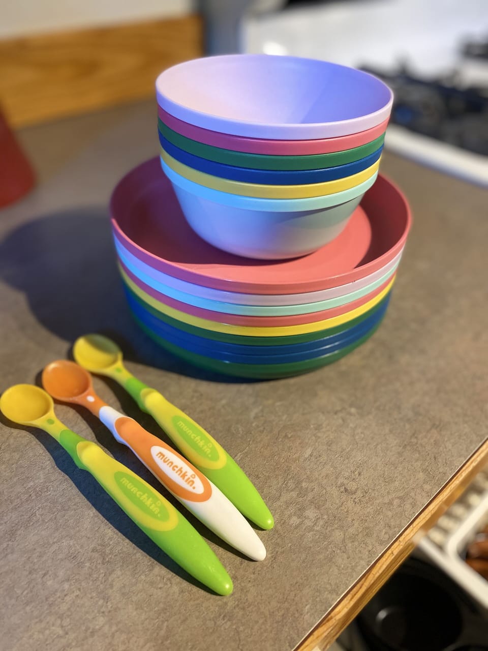 Plastic plates and silverware for the kids