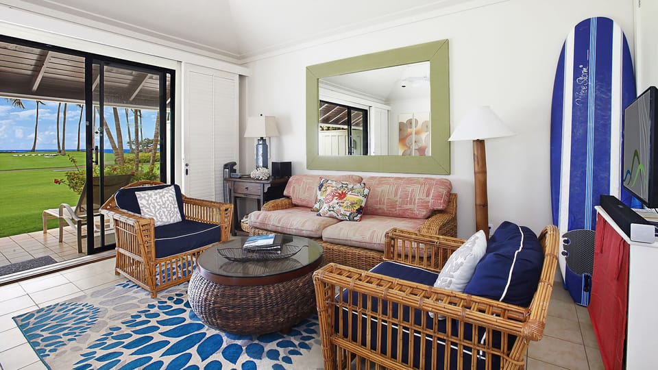 Kiahuna Plantation #165 - Living Room & Lanai Ocean View - Parrish Kauai