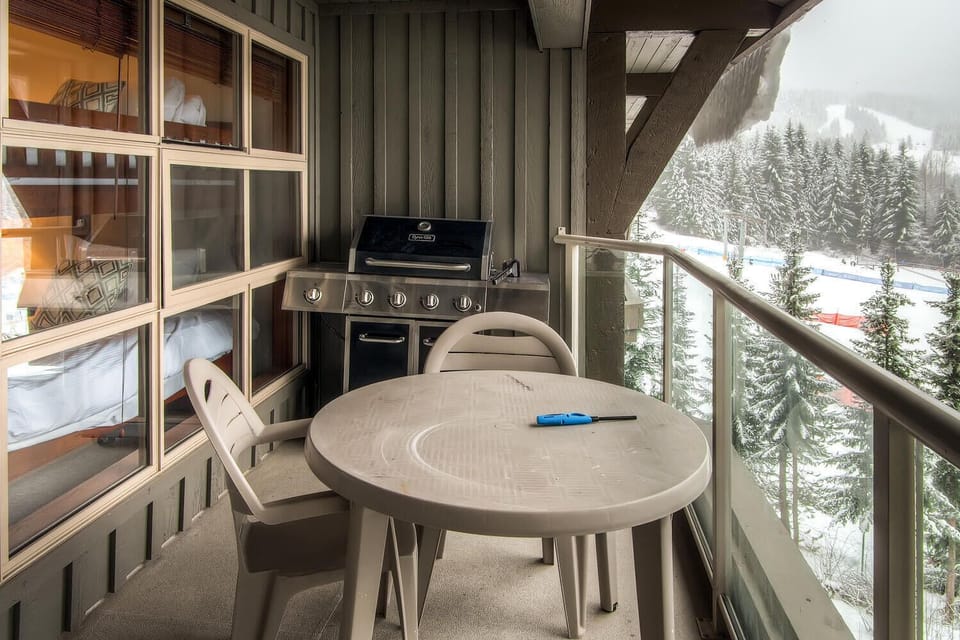 Private Deck - with gas BBQ and view of slope