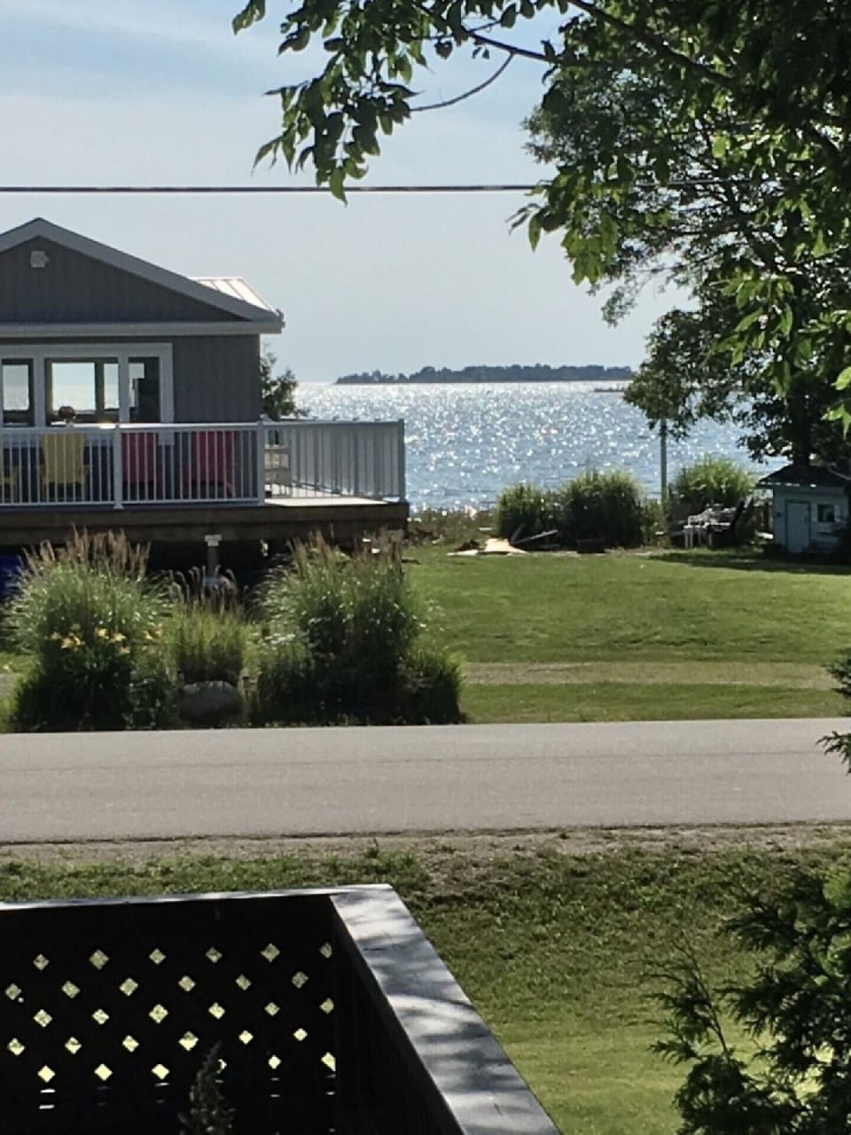 View of the water from the side of the deck