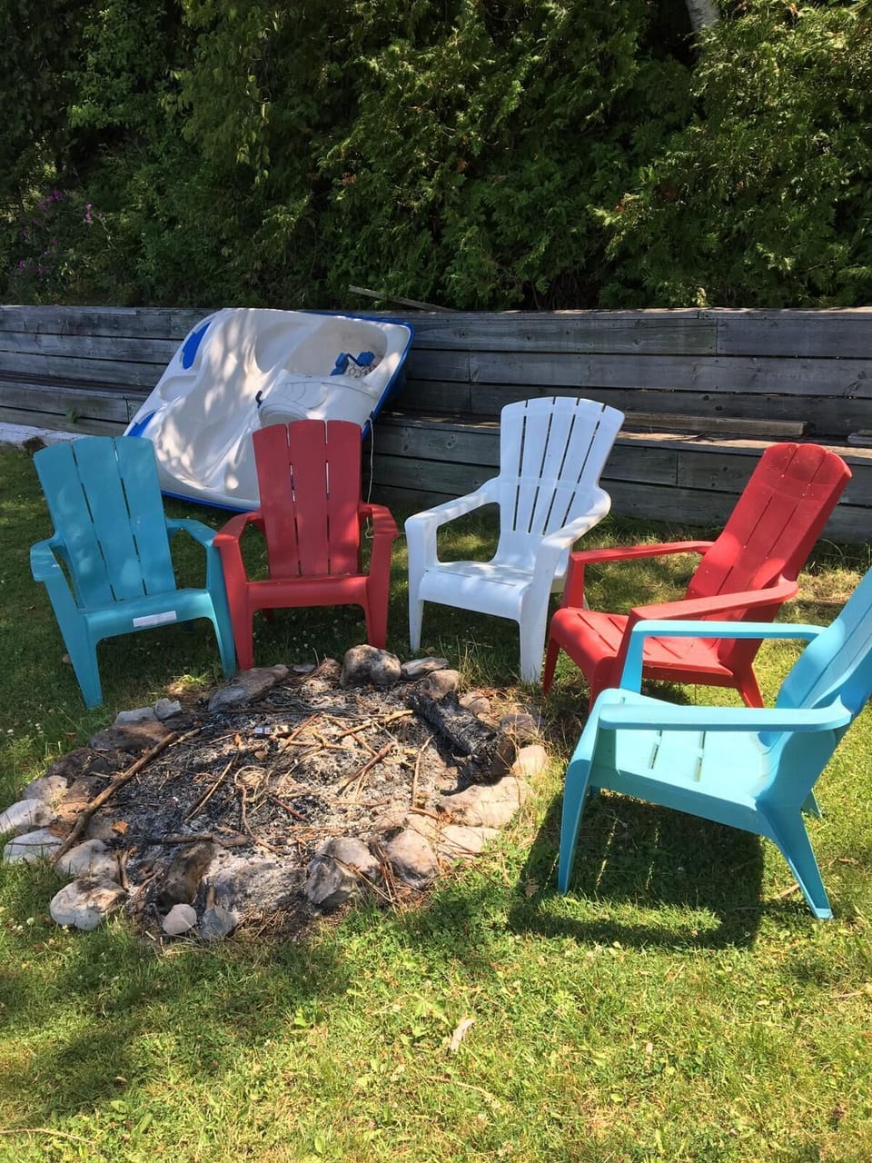 Gather round the 2nd firepit in large front yard