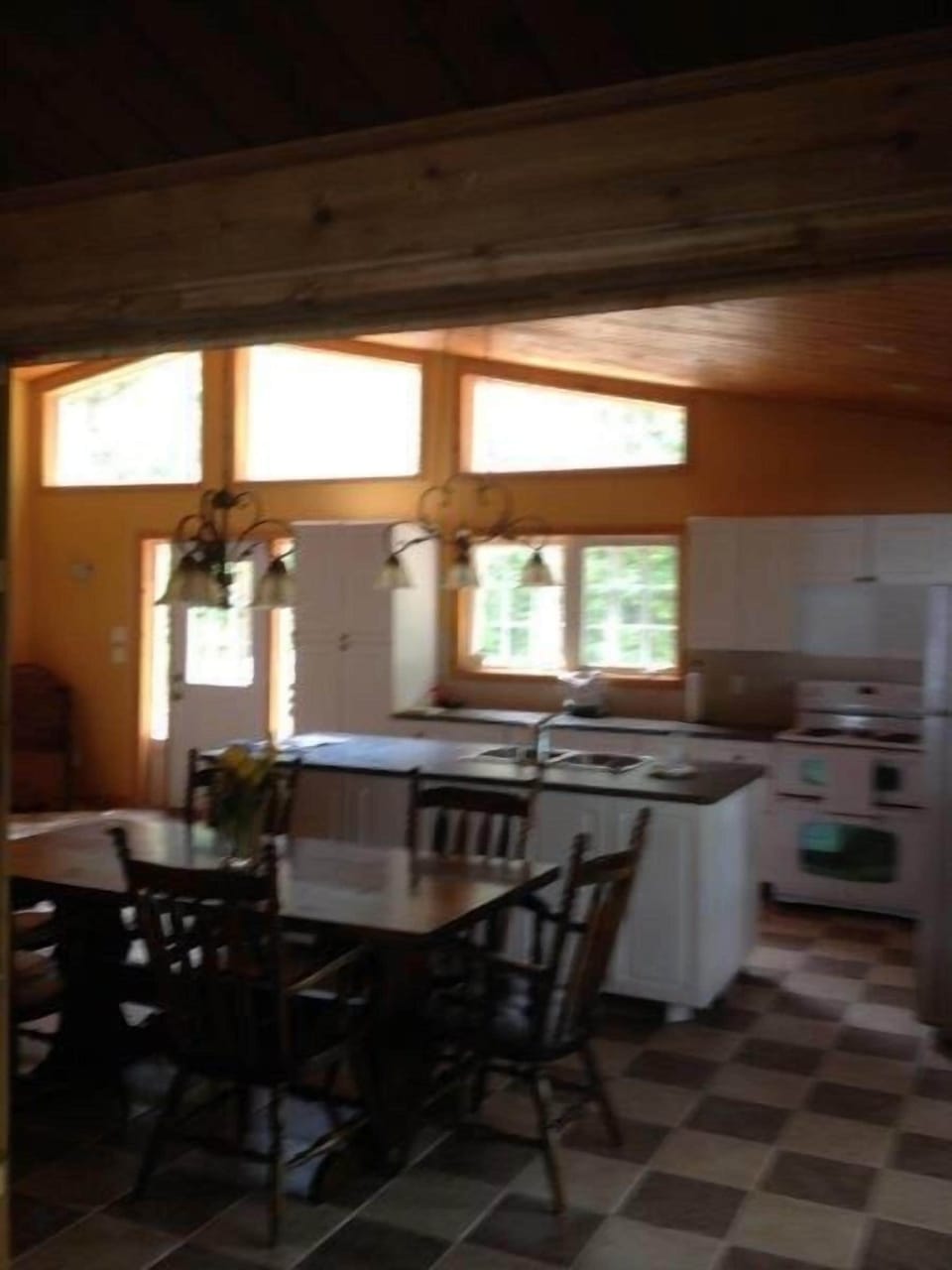 Kitchen with  vaulted ceiling