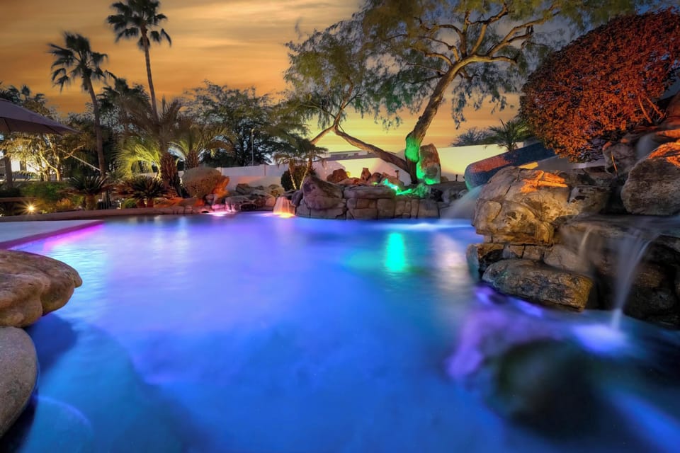 Pool + Waterfalls + Water Slide (Desert Glow)