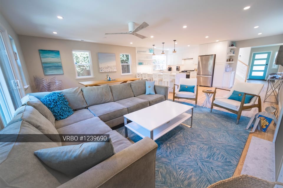 Comfy couches and chairs to relax on after a fun day at the beach. 