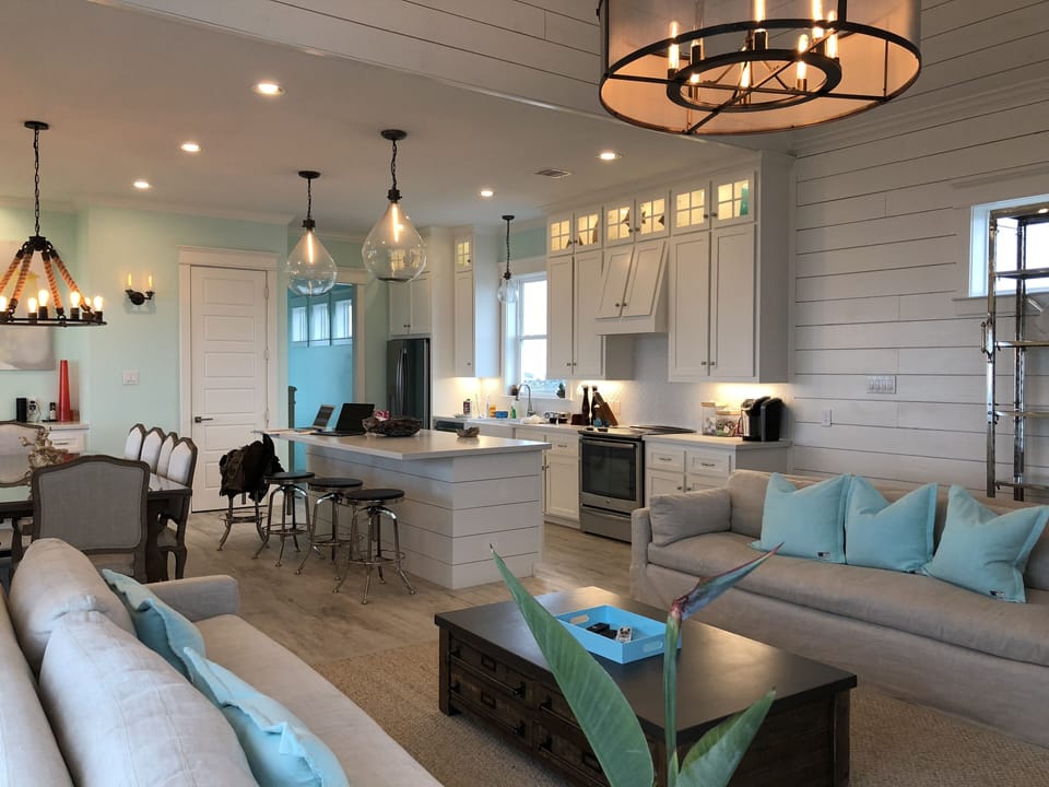 2nd floor:  open concept with kitchen, dining and living room