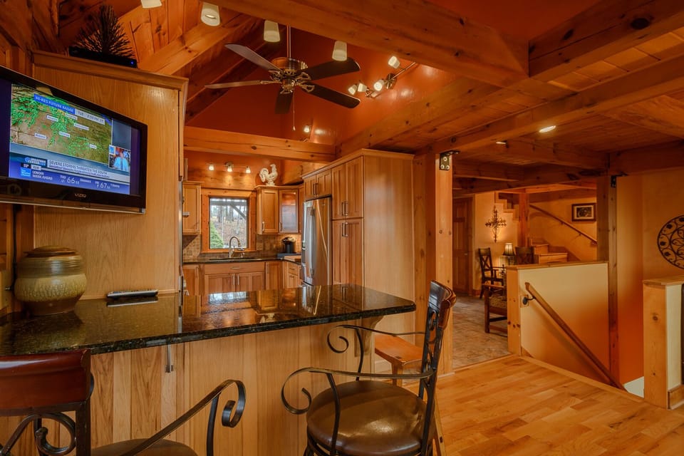 Bar Seating with Mounted TV