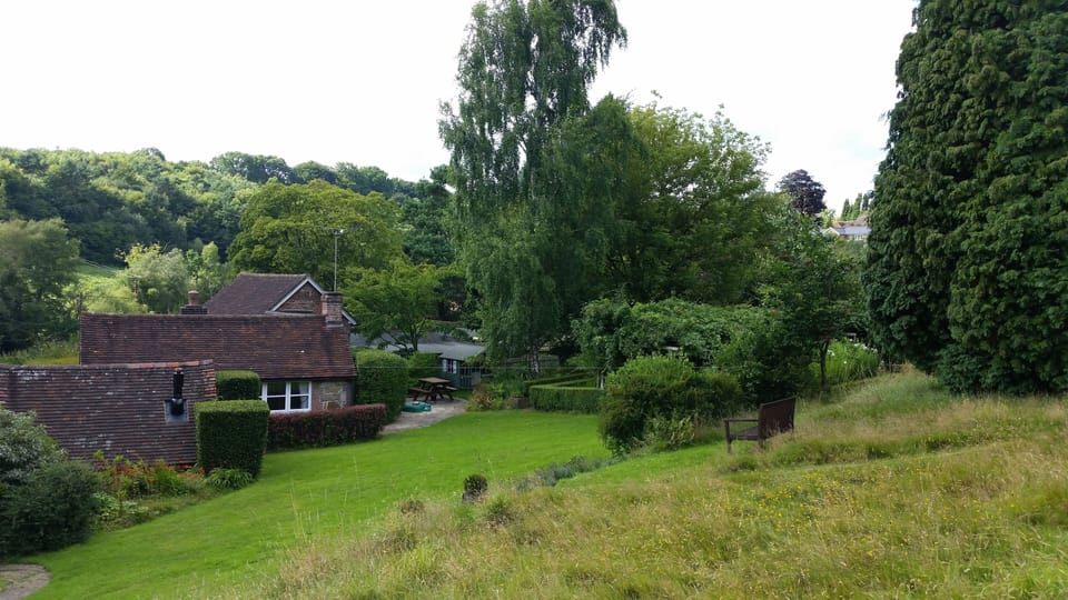 White Rose Cottage is set in a wooded valley - view towards the rear of cottage