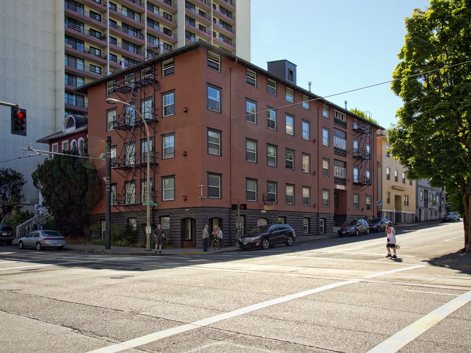 Front of building on SW 11th Ave & Columbia St. 